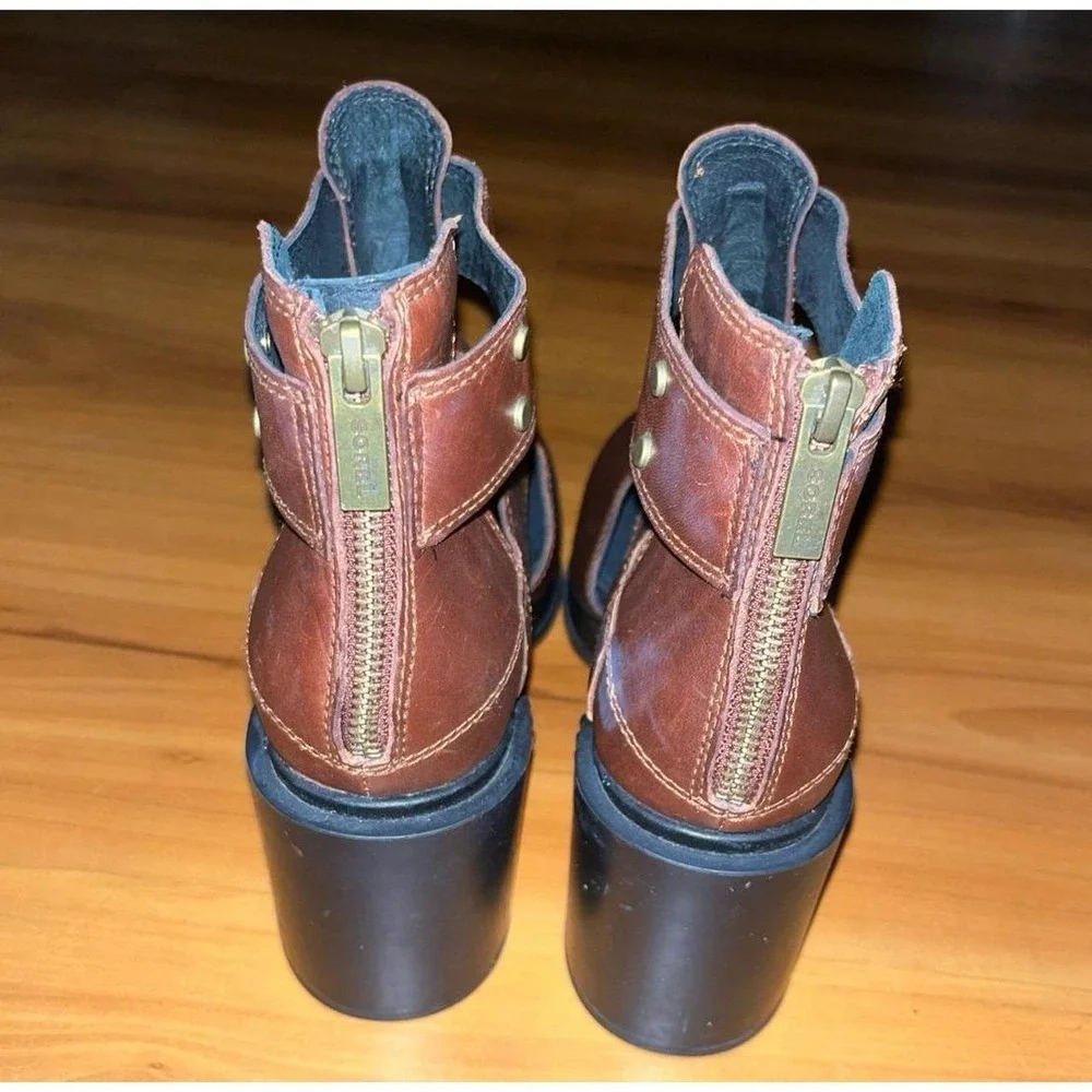 Womens SOREL Margo Cut Out Block Heel Platform Ankle Booties